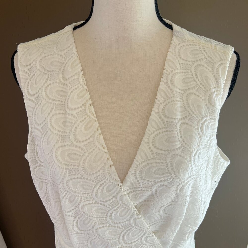 NWT Christopher & Banks Cream Lace Sleeveless Party Dress, Lined, Size 16 - Picture 2 of 16